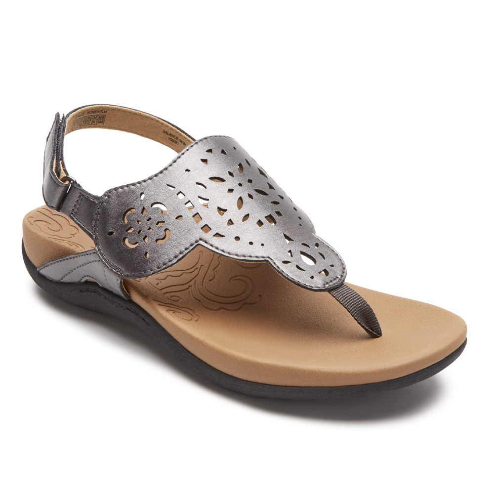 Rockport Singapore Womens Sandals - Ridge Circle Cutout Thong Grey - VD1875620